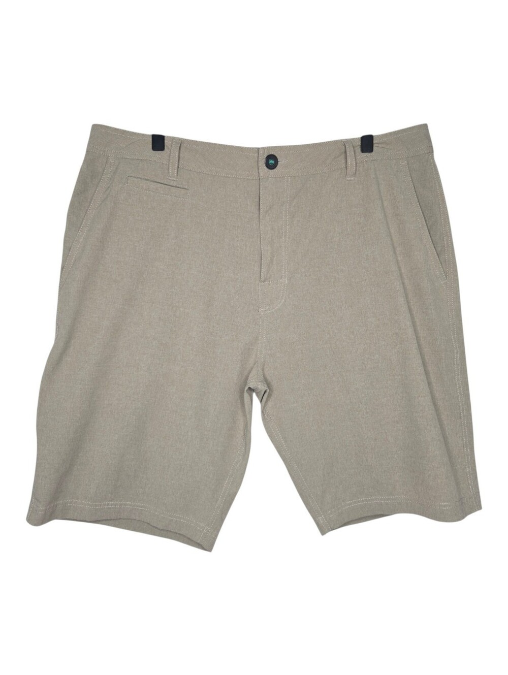 Linksoul Mens Khaki Heather Tan 10" Solid Boardwalker Hybrid Shorts Size 36